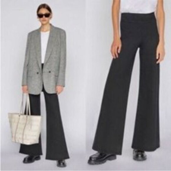 Frame Jetset Flare Pants Noir Super Stretch High Rise Flare Wide Leg Jeans 30-34 - Picture 1 of 13